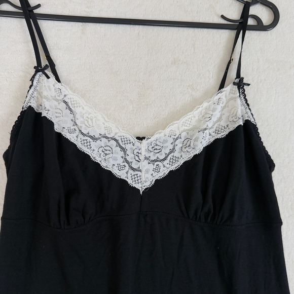 Plume Black Lace Trim Y2K Slip Dress Size L Romantic Goth Coquette‎ Night - Picture 2 of 8